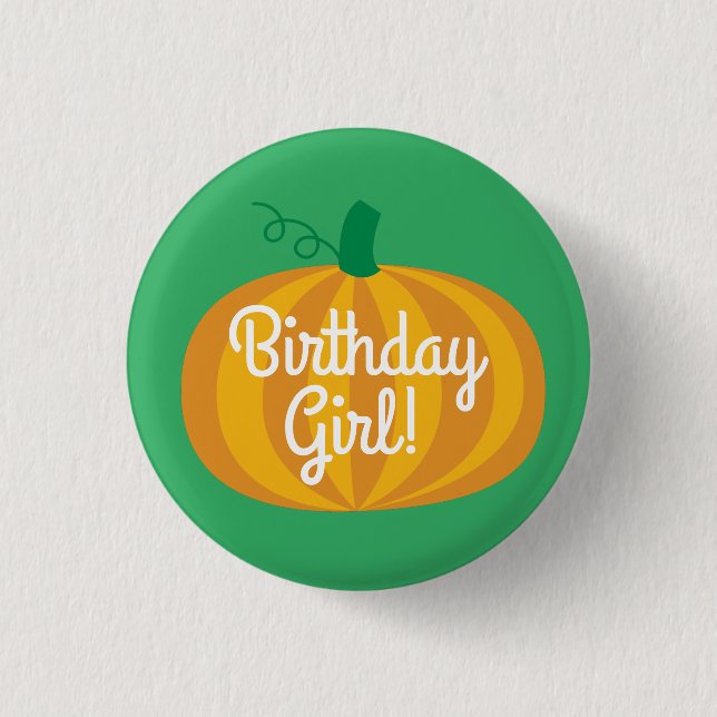 Badge Rond 2,50 Cm Citrouille Bouton Bouton Fille Anniversaire Pincea (Devant)