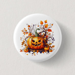 Badge Rond 2,50 Cm citrouille drôle d'Halloween d'automne