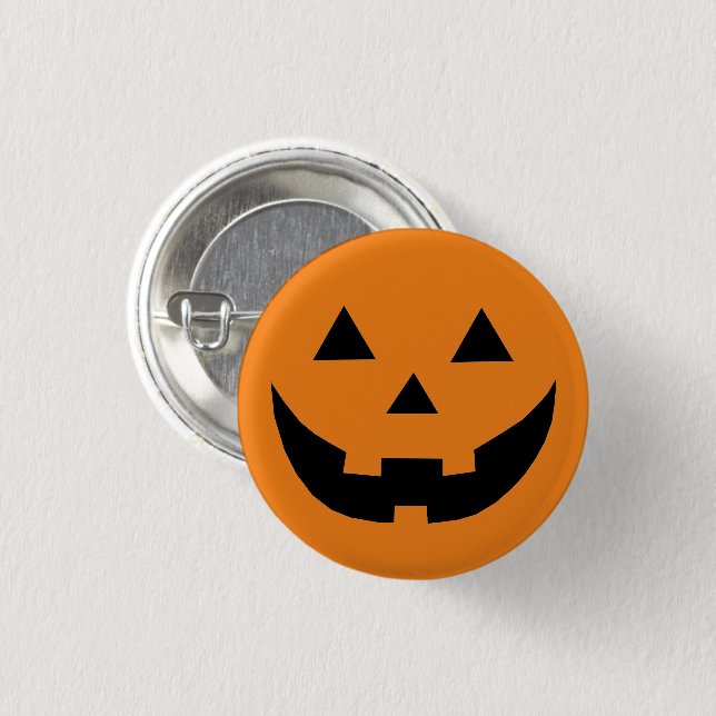 Badge Rond 2,50 Cm Citrouille orange Jack-o'-lantern Halloween (Devant & derrière)