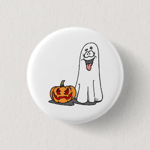 Badge Rond 2,50 Cm Citrouille sculptée fantôme idiot Jack O'Lantern