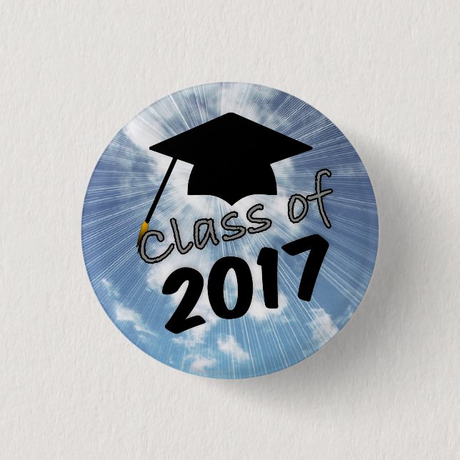 Badge Rond 2,50 Cm Classe de 2017 et un casquette d'obtention du (Devant)