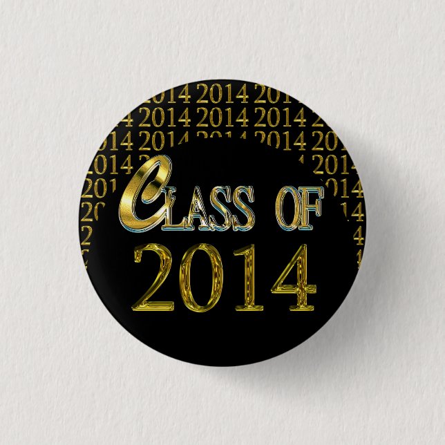 Badge Rond 2,50 Cm Classe fraîche de l'or 2014 et des goupilles (Devant)