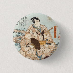 Badge Rond 2,50 Cm Classique vintage ukiyo-e japonais samurai Utagawa