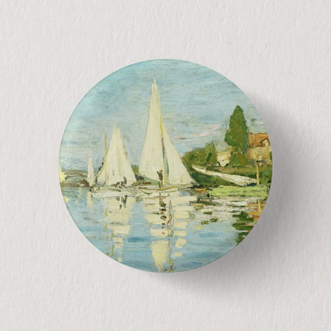 Badge Rond 2,50 Cm Claude Monet. Régates à Argenteuil (Devant)