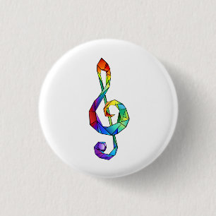 Badge Rond 2,50 Cm Clé de la musique arc-en-ciel