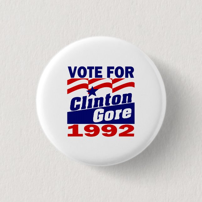 Badge Rond 2,50 Cm Clinton/Gore 1992 (Devant)