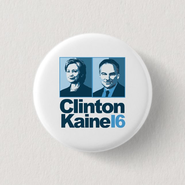 Badge Rond 2,50 Cm Clinton Kaine pour l'Amérique 2016 (Devant)