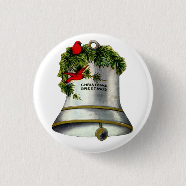 Badge Rond 2,50 Cm Cloche de Noël en argent (Devant)