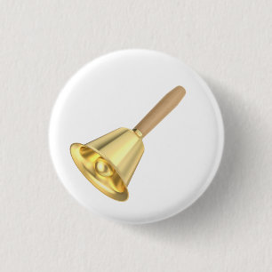 Badge Rond 2,50 Cm Cloche en or avec poignée en bois