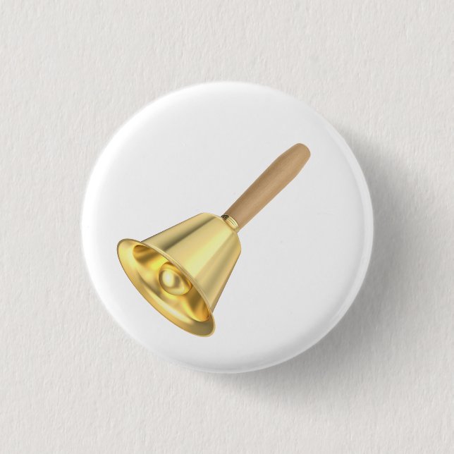 Badge Rond 2,50 Cm Cloche en or avec poignée en bois (Devant)