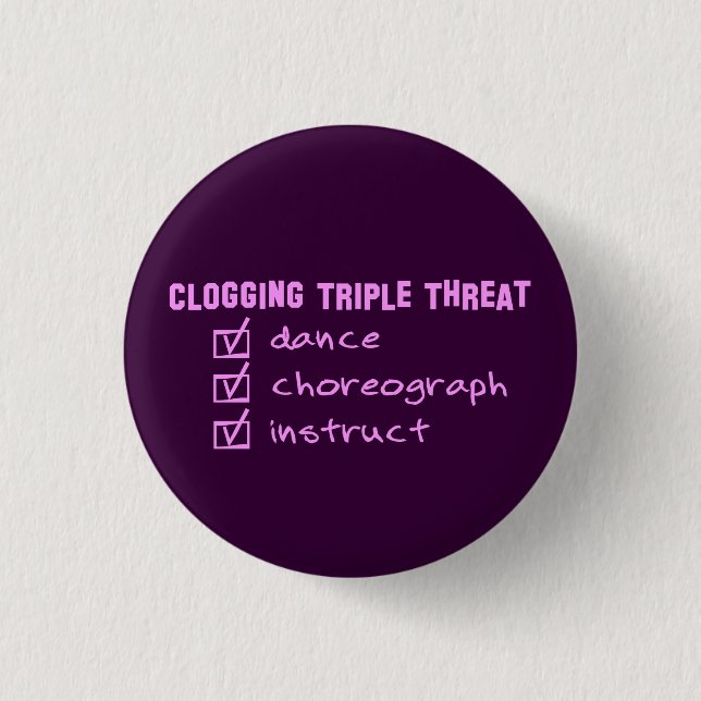 Badge Rond 2,50 Cm Clogger obstruant la menace triple (Devant)