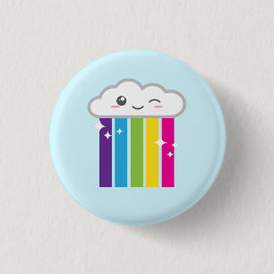 Badge Rond 2,50 Cm Cloud Kawaii et bouton arc-en-ciel