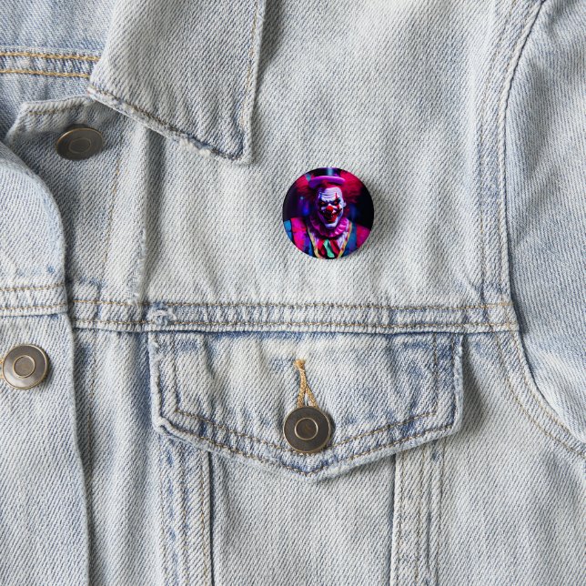 Badge Rond 2,50 Cm clown effrayant (En situation)