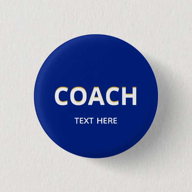 Badge Rond 2,50 Cm Coach texte sur bouton bleu (Devant)