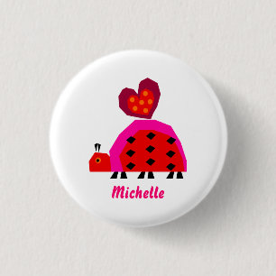 Badge Rond 2,50 Cm Coccinelle avec le coeur personnalisable