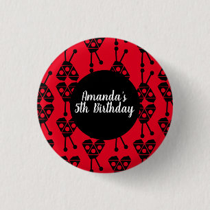 Badge Rond 2,50 Cm Coccinelle Insecte Géométrique Fête d'anniversaire