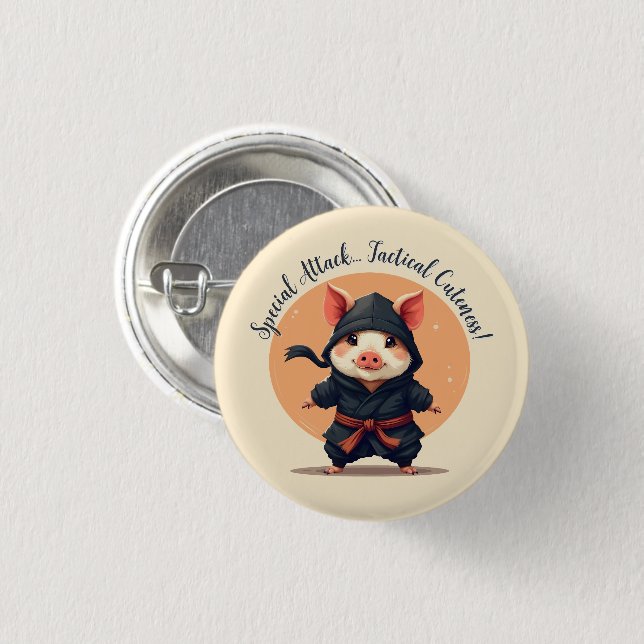 Badge Rond 2,50 Cm Cochon de Ninja (Devant & derrière)