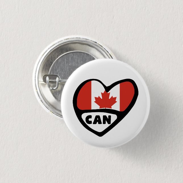 Badge Rond 2,50 Cm Code du pays du Canada Indicateur Épingle cardiaqu (Devant & derrière)