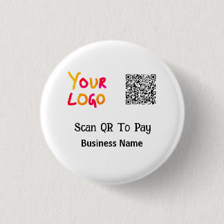 Badge Rond 2,50 Cm Code QR simple et minimal pour payer le nom de l'e