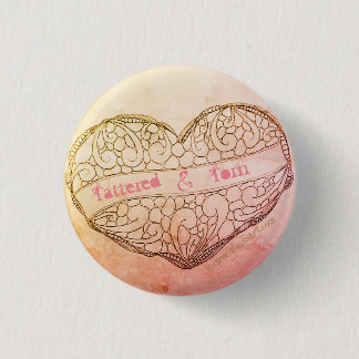 Badge Rond 2,50 Cm Coeur affligé - déchiré en lambeaux et déchiré