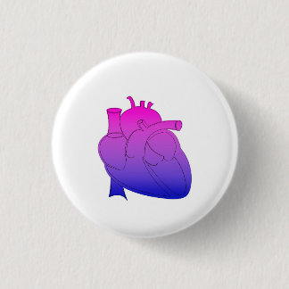 Badge Rond 2,50 Cm Coeur anatomique de fierté bisexuelle