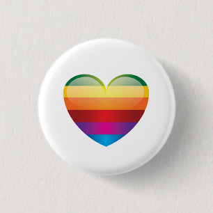 Badge Rond 2,50 Cm Coeur arc-en-ciel