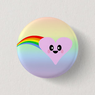 BADGE ROND 2,50 CM COEUR ARC-EN-CIEL MIGNON DE LA SAINT-VALENTIN KAWA