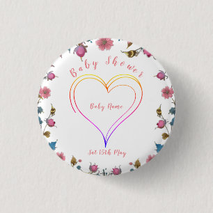 Badge Rond 2,50 Cm Coeur baby shower