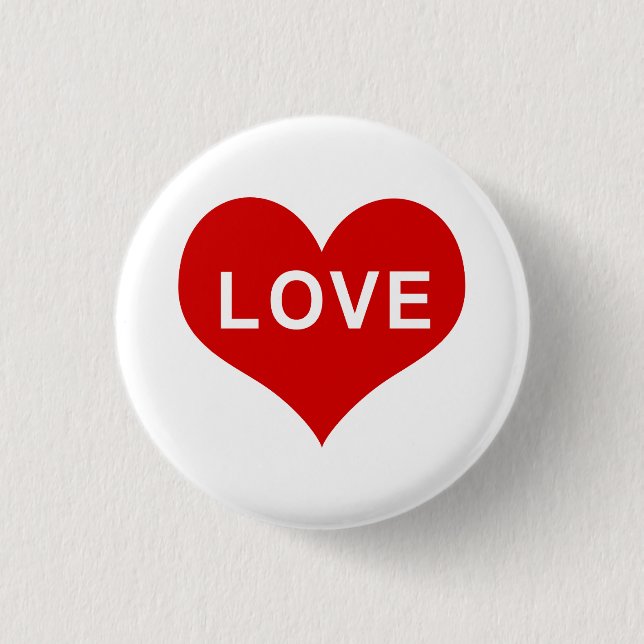 Badge Rond 2,50 Cm Cœur d'amour rouge LOVE (Devant)