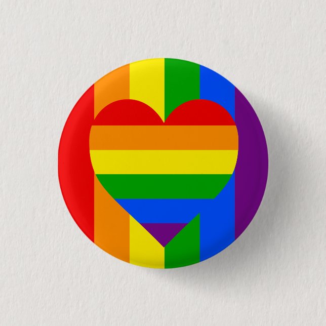 BADGE ROND 2,50 CM "COEUR D'ARC-EN-CIEL " (Devant)