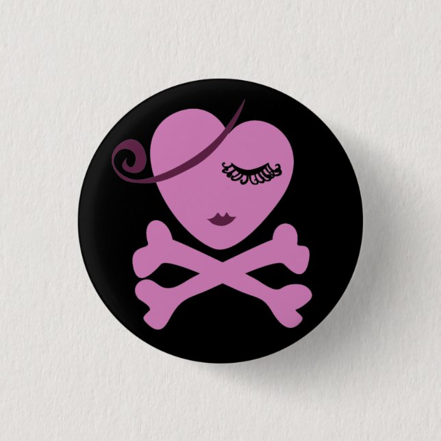 Badge Rond 2,50 Cm Coeur de crâne (Devant)