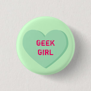 Badge Rond 2,50 Cm Coeur de fille geek