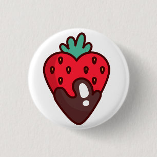 Badge Rond 2,50 Cm Cœur de Fraise au Chocolat Classique