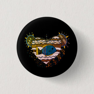 Badge Rond 2,50 Cm Coeur de poissons