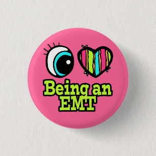 Badge Rond 2,50 Cm Coeur des yeux brillants J'aime Être un EMT