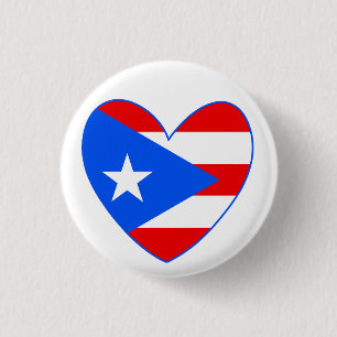 Badge Rond 2,50 Cm Coeur du drapeau de Porto Rico