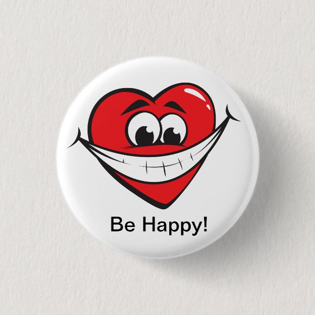 Badge Rond 2,50 Cm Coeur heureux (Devant)