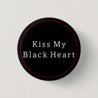 Badge Rond 2,50 Cm Cœur Noir