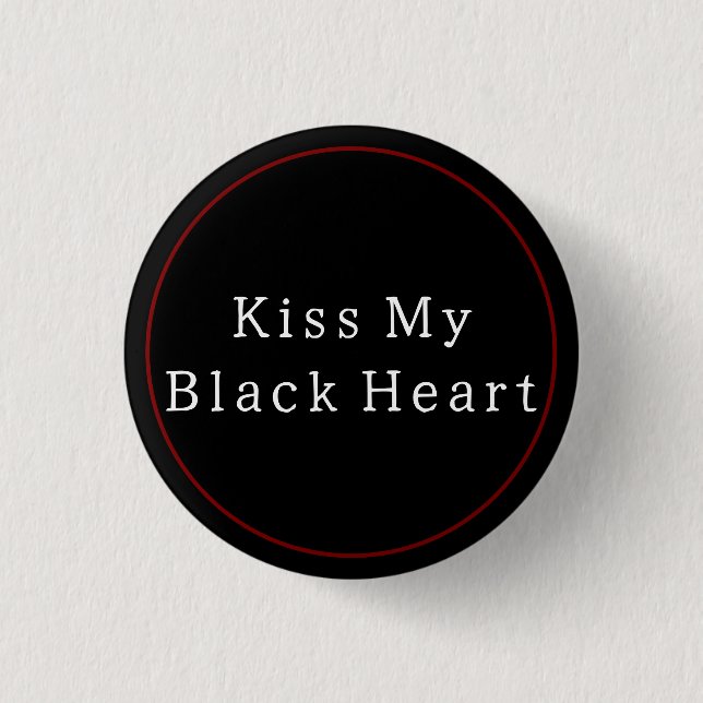 Badge Rond 2,50 Cm Cœur Noir (Devant)