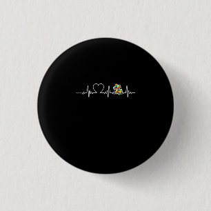 Badge Rond 2,50 Cm Coeur Puzzle pièce Heart beat Cool Sensibilisation