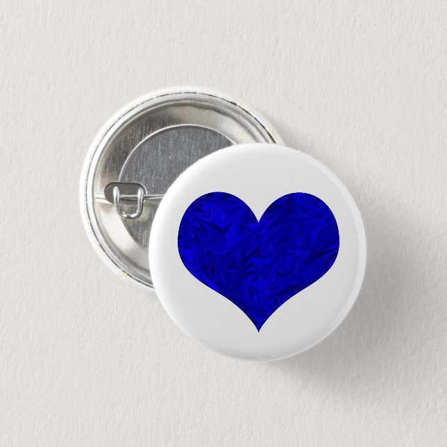 Badge Rond 2,50 Cm Coeur royal de marbre de bleu de cobalt (Devant & derrière)