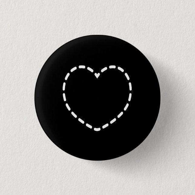 Badge Rond 2,50 Cm Coeur simple sur le noir (Devant)