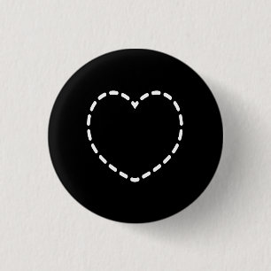 Badge Rond 2,50 Cm Coeur simple sur le noir