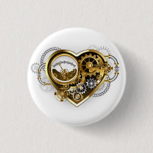 Badge Rond 2,50 Cm Coeur vapeur avec un manomètre