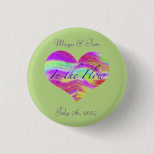 Badge Rond 2,50 Cm Cœur Vert Rose 