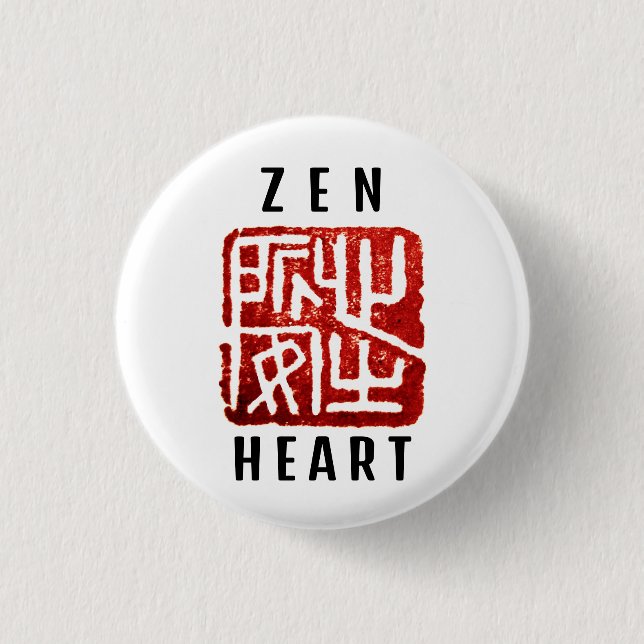 Badge Rond 2,50 Cm 'Coeur Zen' Calme Au Coeur (Devant)