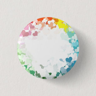 Badge Rond 2,50 Cm Coeurs colorés modernes Abstrait Jaune Orange Bleu