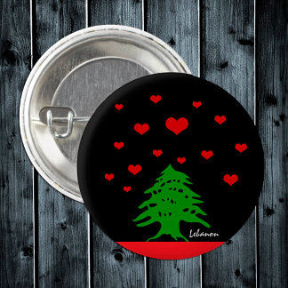 Badge Rond 2,50 Cm Coeurs du Liban & drapeau libanais mode / Amour