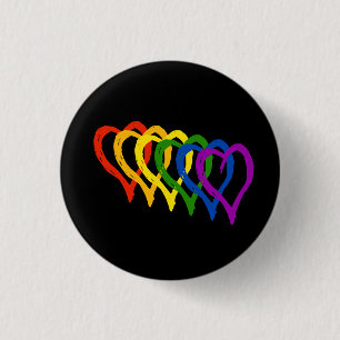 Badge Rond 2,50 Cm Coeurs en arc-en-ciel Gay pride de Valentine