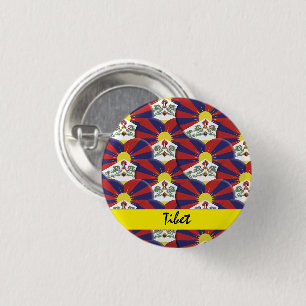 Badge Rond 2,50 Cm Coeurs tibétains & Drapeau tibétain / Tibet